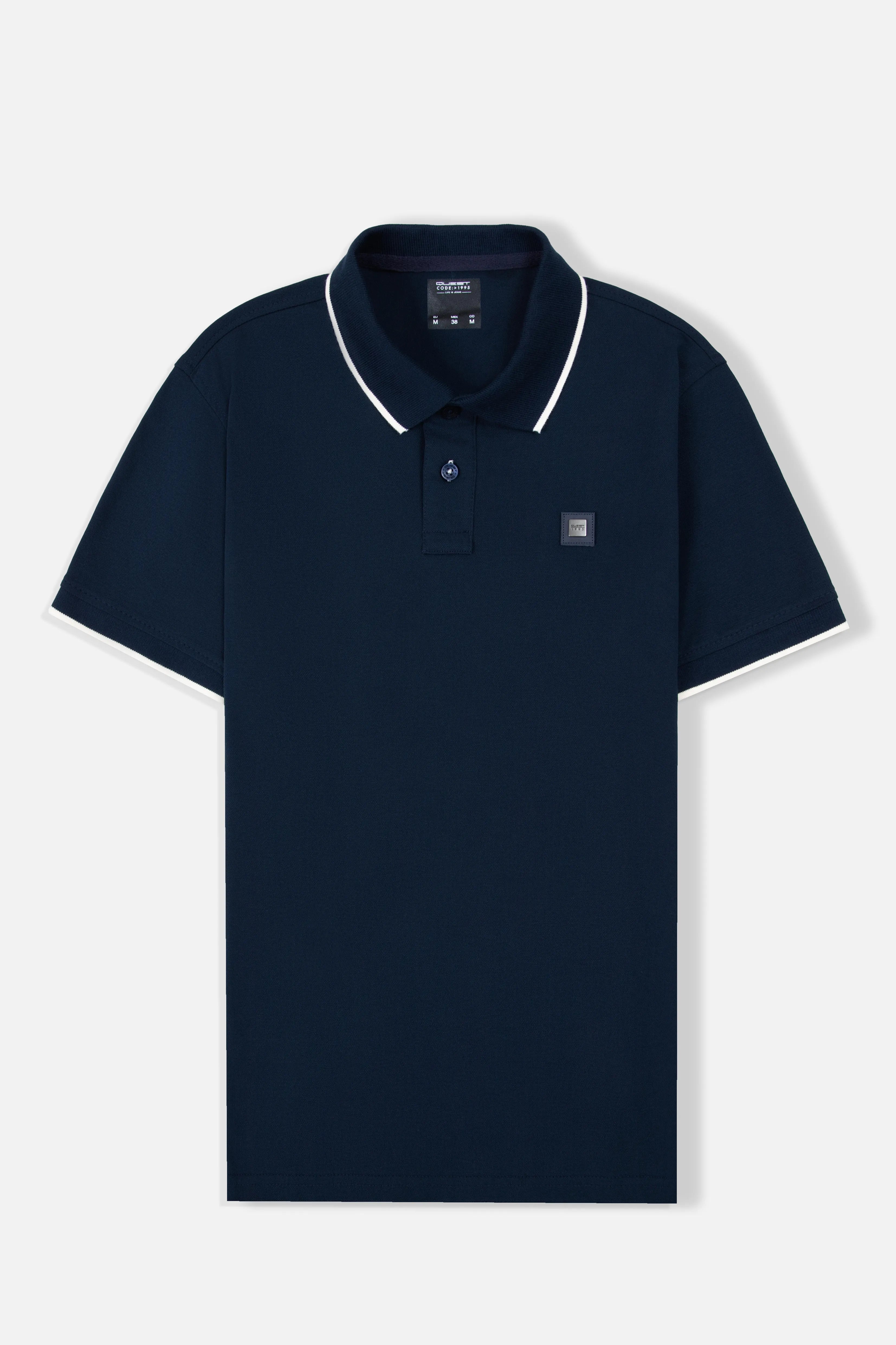 POLO TIPPING COLOR AZUL OSCURO-WHITECAP GRAY