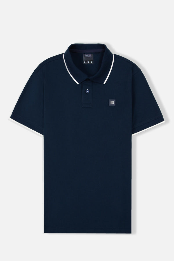 POLO TIPPING COLOR AZUL OSCURO-WHITECAP GRAY