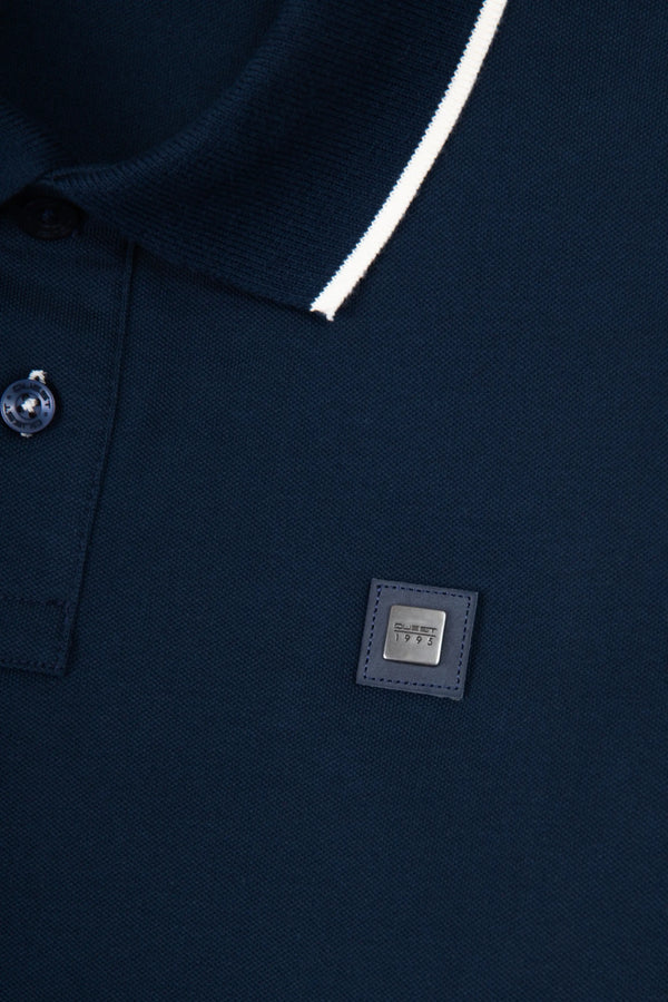 POLO TIPPING COLOR AZUL OSCURO-WHITECAP GRAY