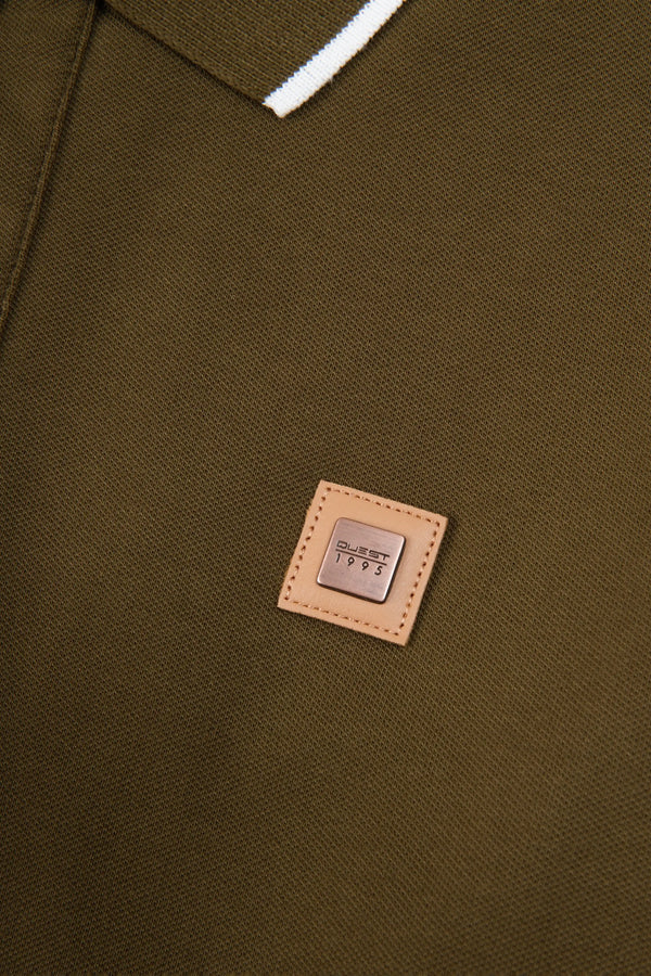 POLO TIPPING COLOR DARK OLIVE-IVORY