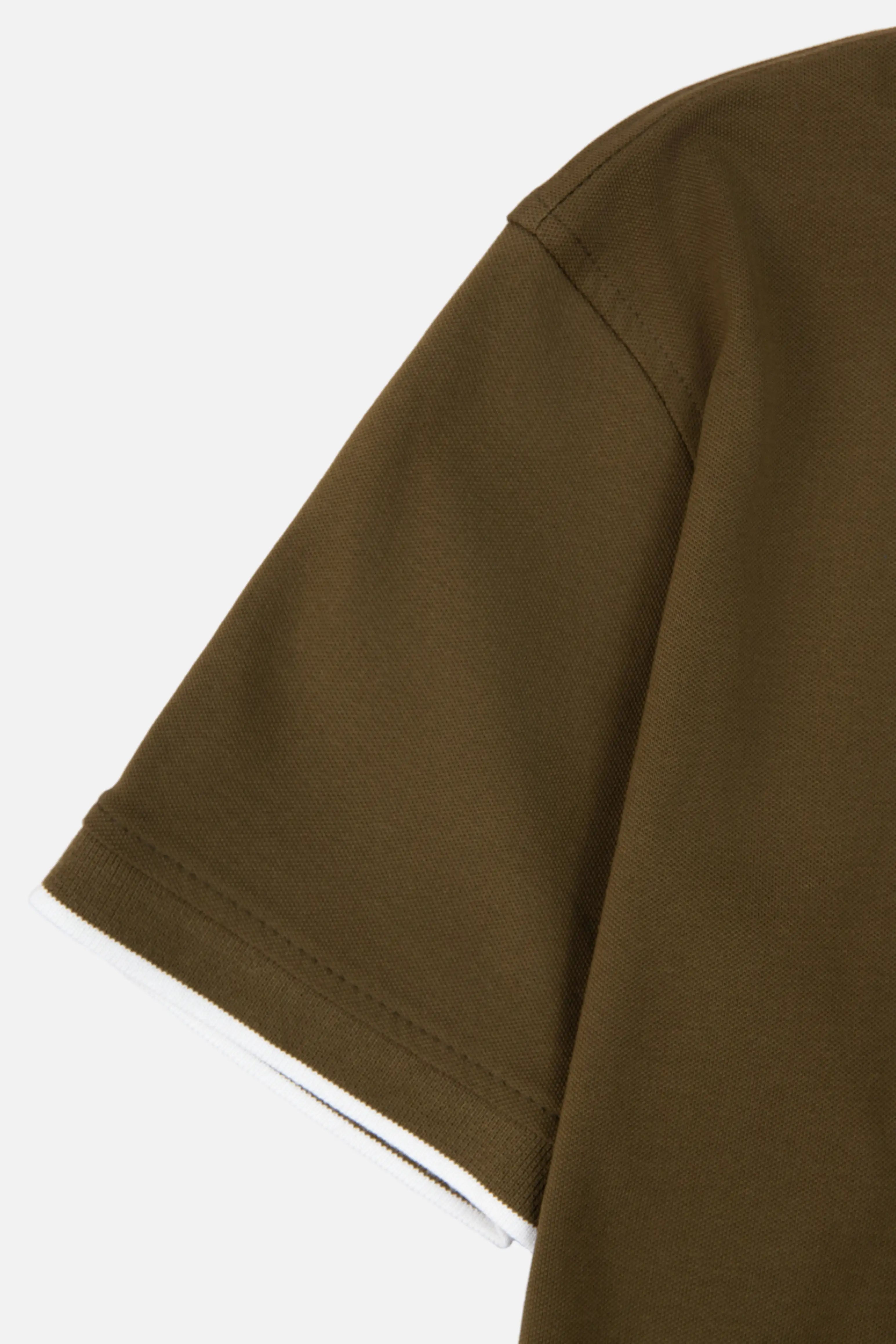 POLO TIPPING COLOR DARK OLIVE-IVORY