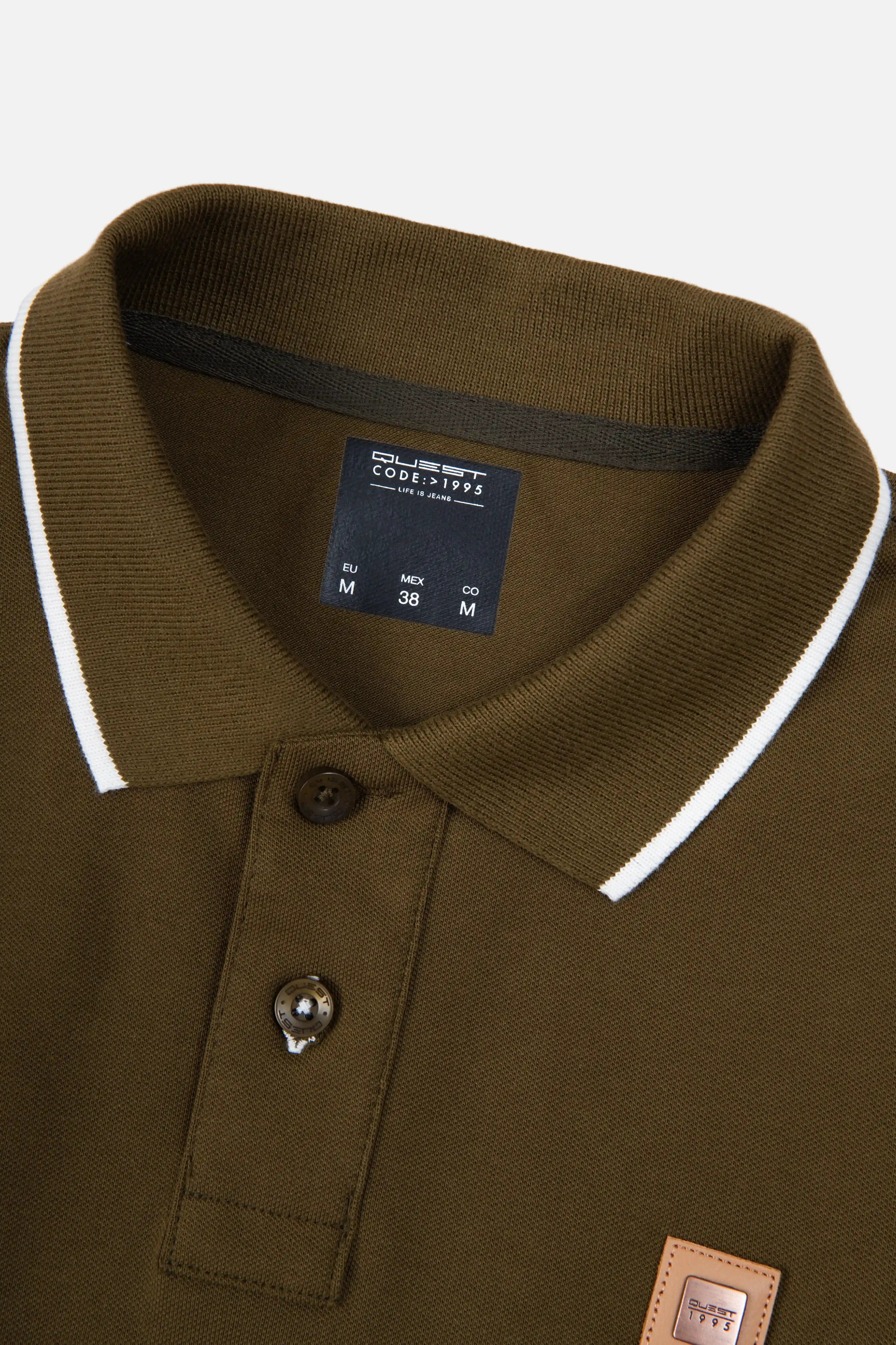 POLO TIPPING COLOR DARK OLIVE-IVORY