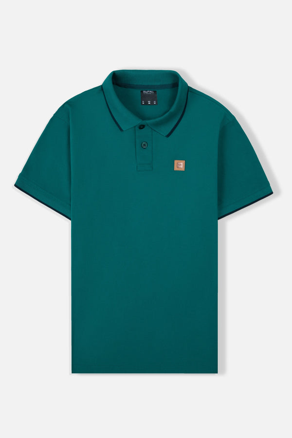 POLO TIPPING COLOR VERDE TORMENTA-AZUL NOCHE