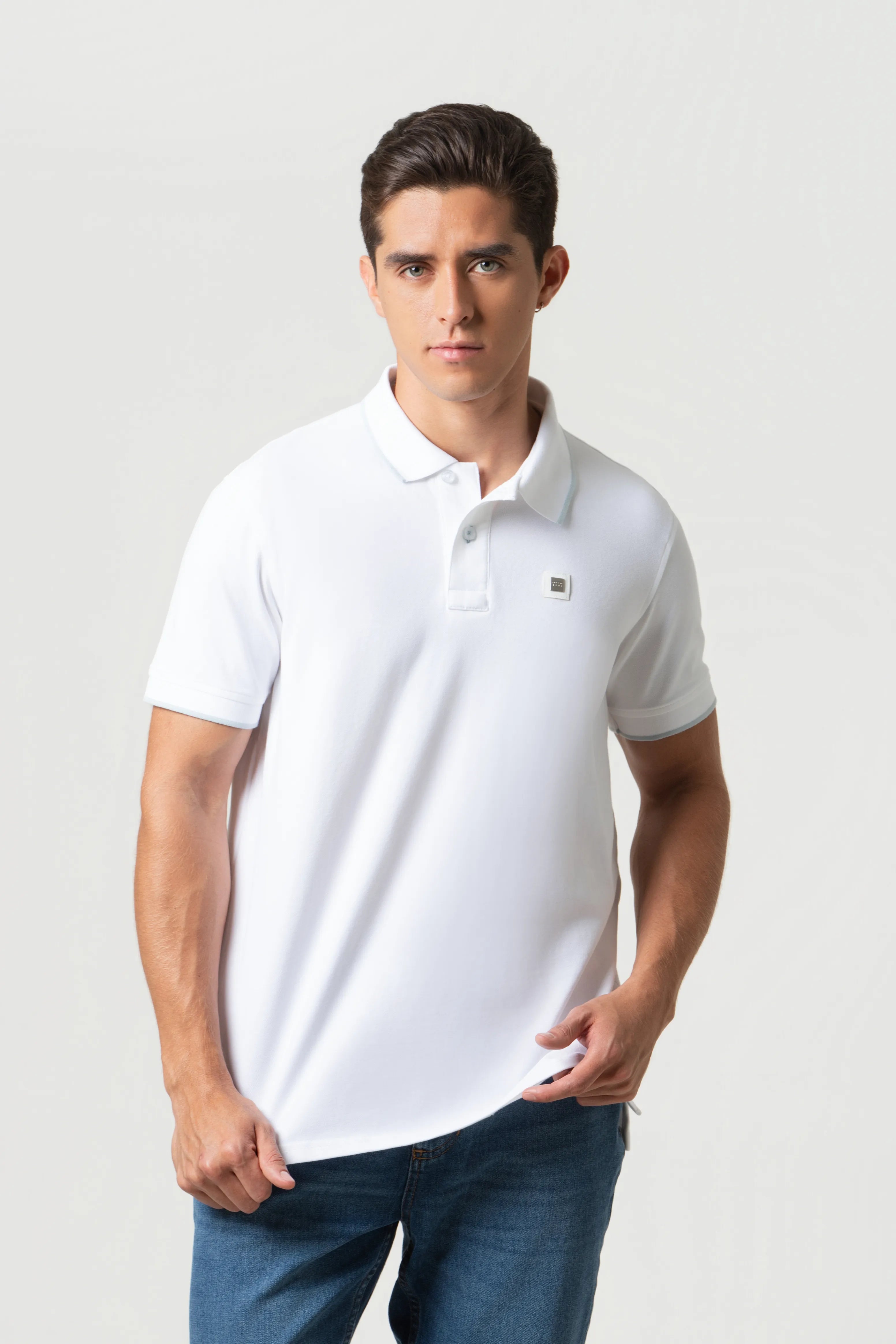 POLO TIPPING COLOR BLANCO-BABY BLUE