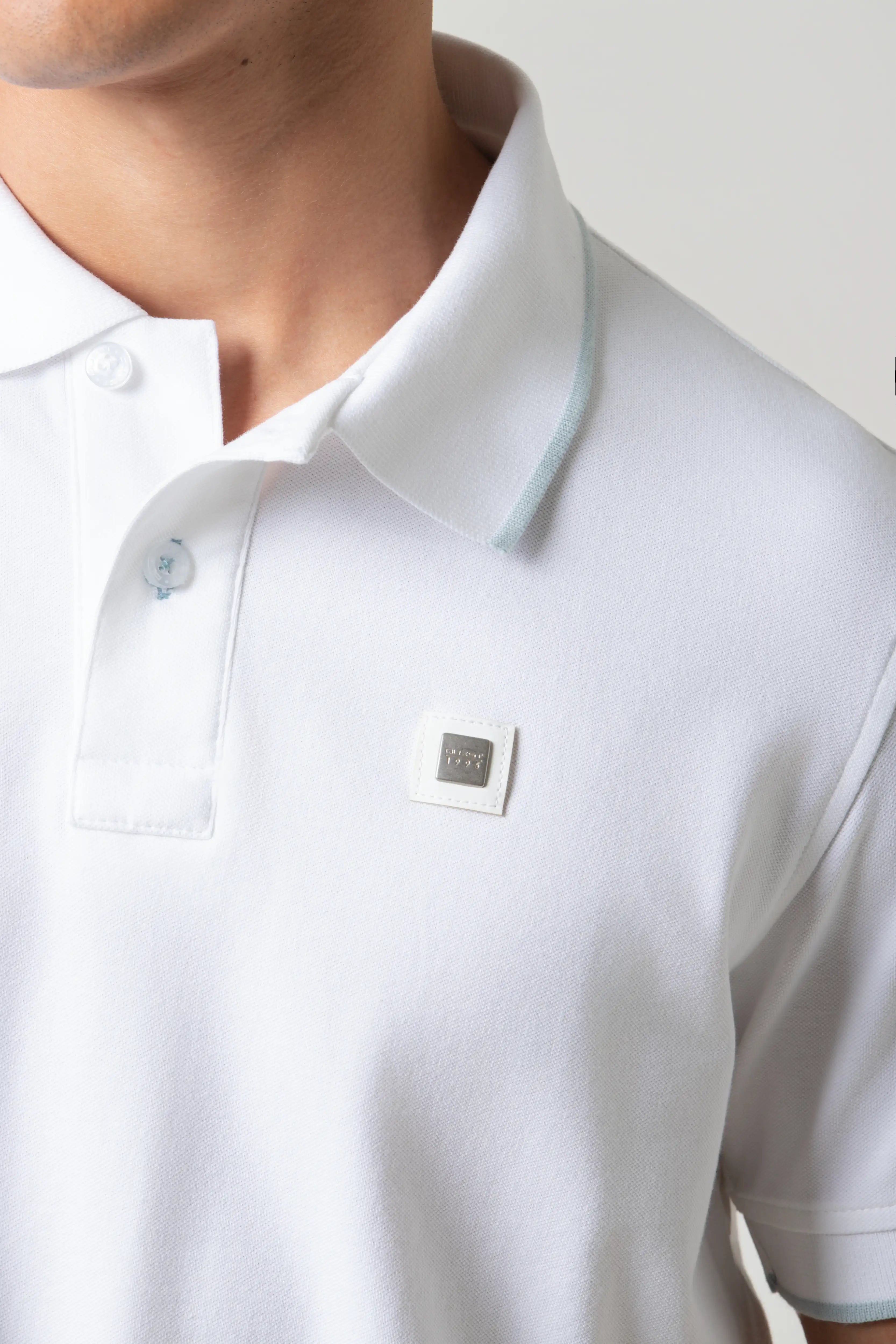 POLO TIPPING COLOR BLANCO-BABY BLUE