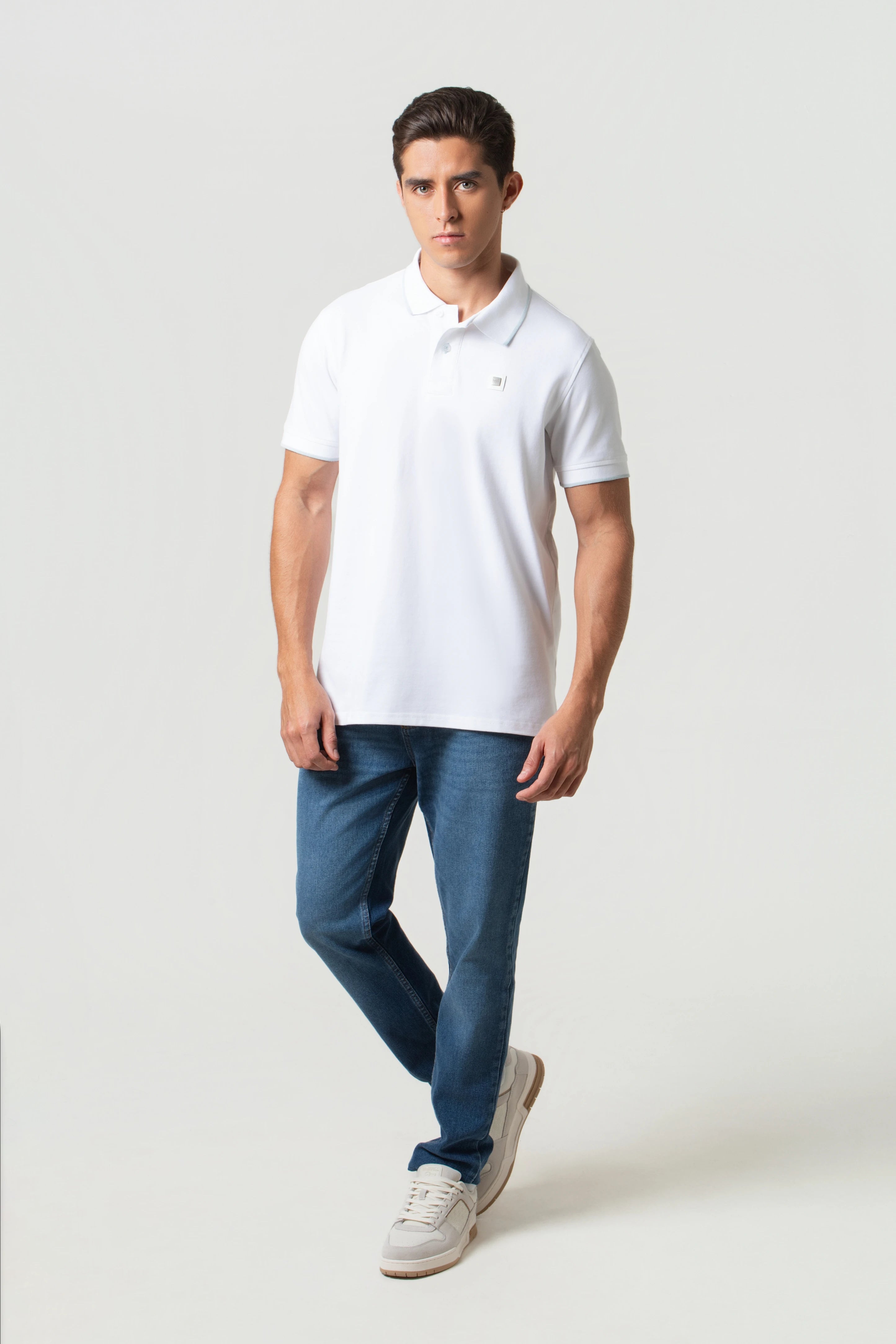 POLO TIPPING COLOR BLANCO-BABY BLUE