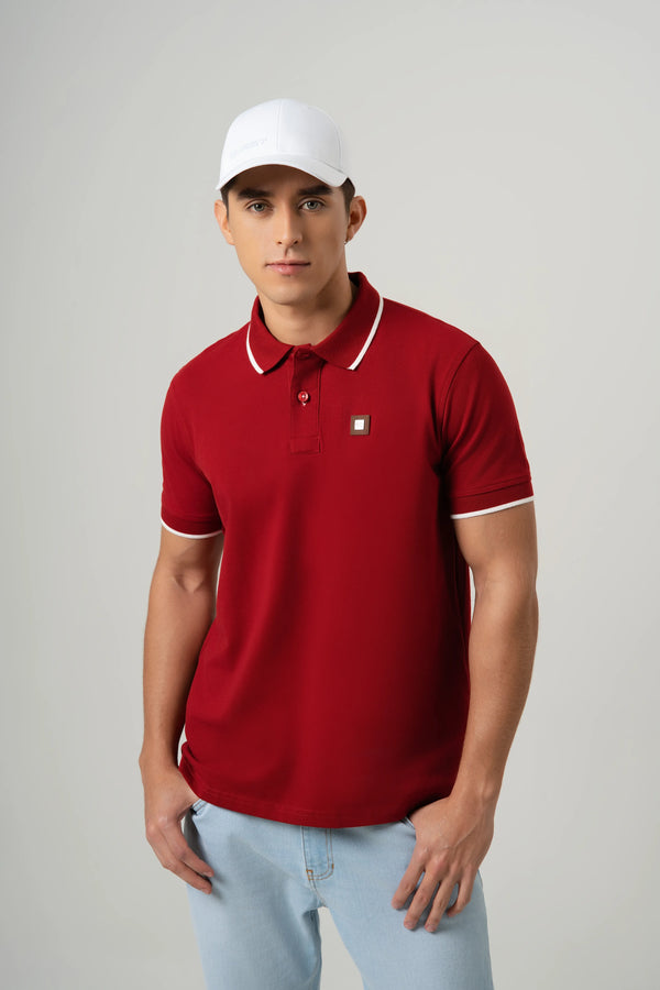 POLO TIPPING COLOR RED DAHILA-IVORY