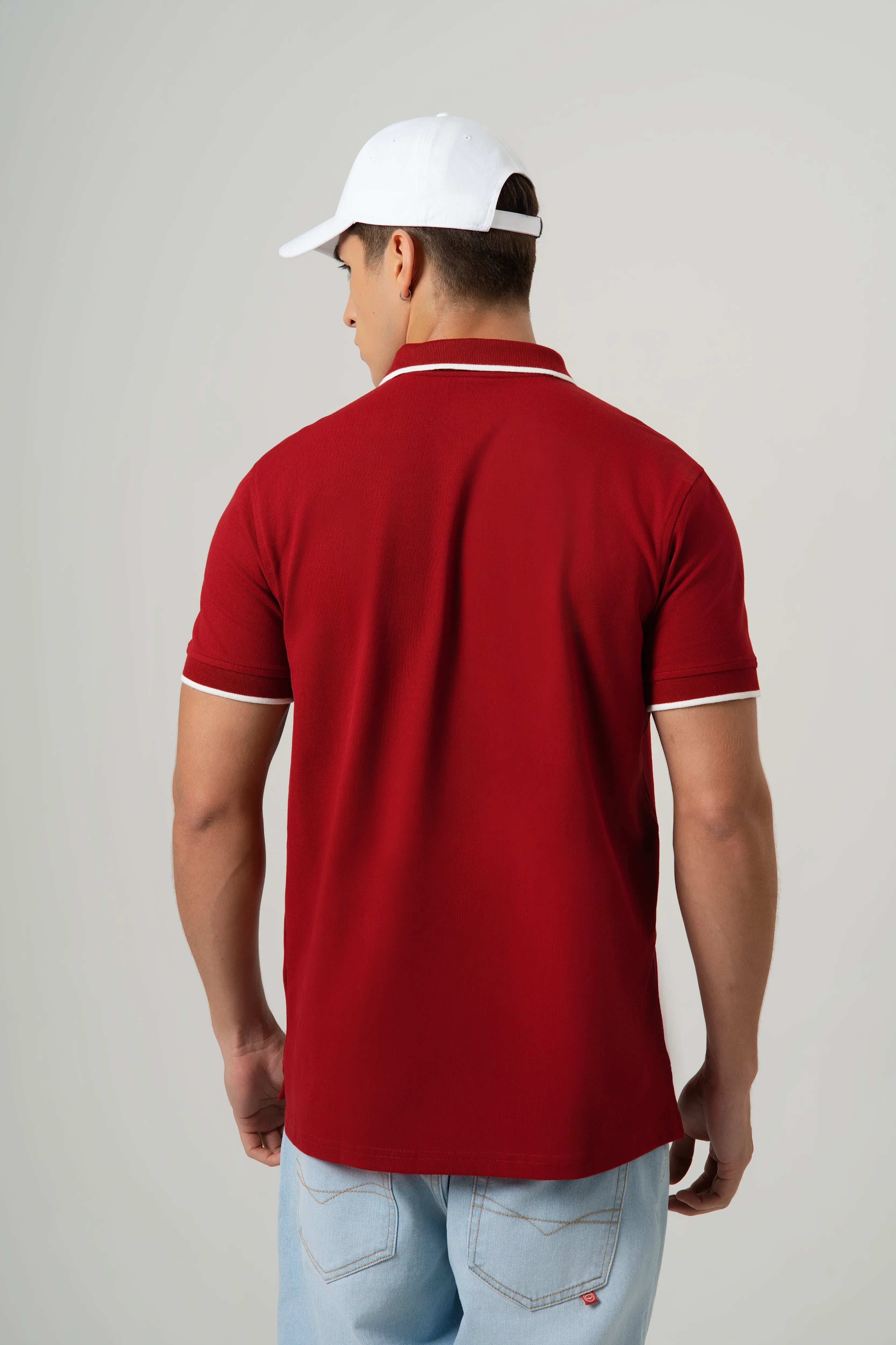 POLO TIPPING COLOR RED DAHILA-IVORY