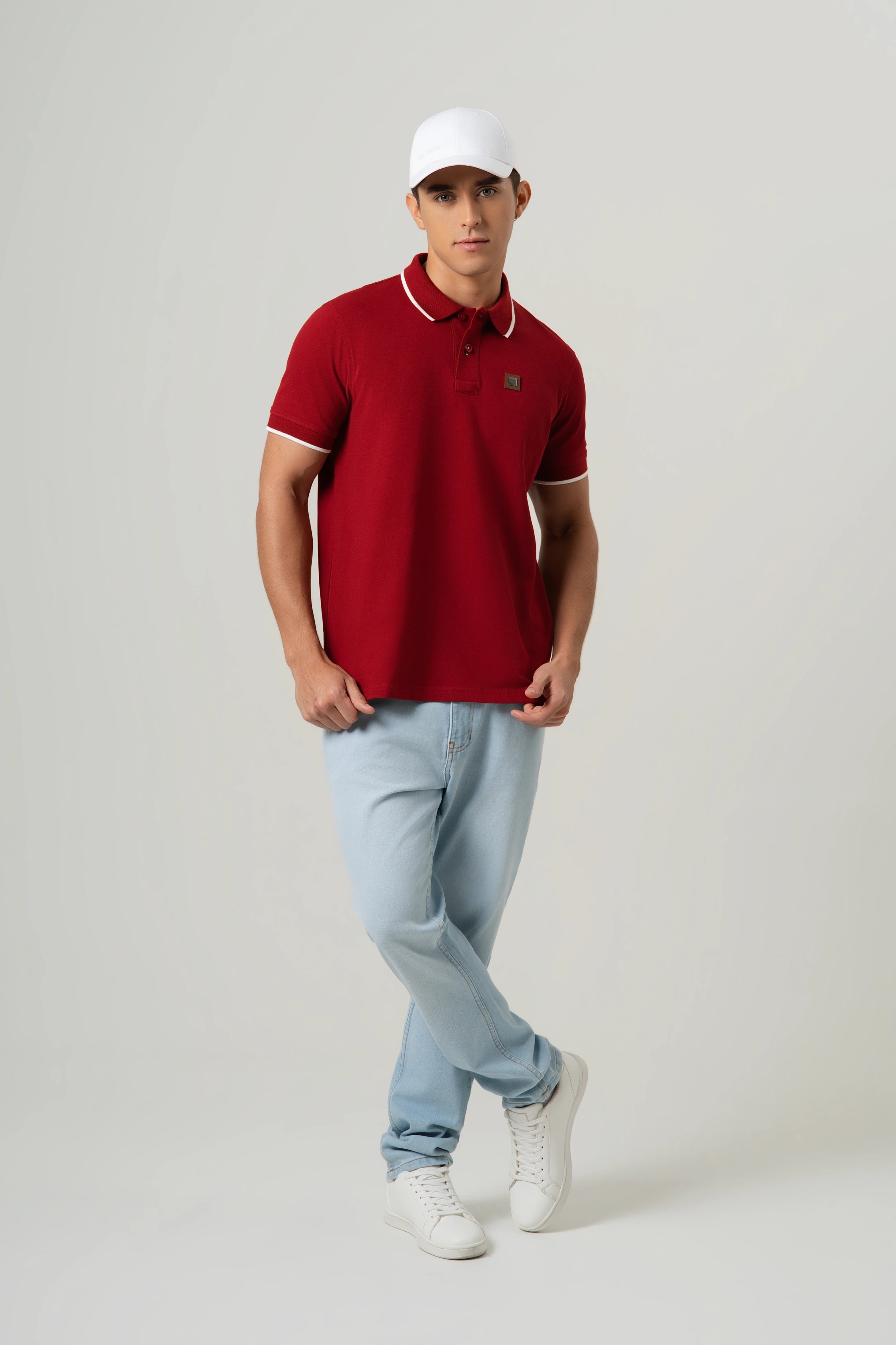 POLO TIPPING COLOR RED DAHILA-IVORY