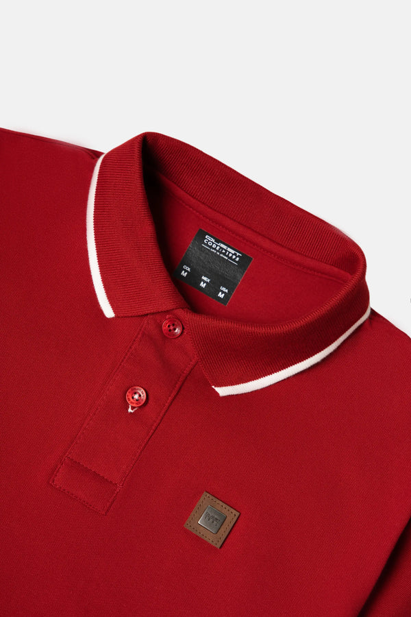 POLO TIPPING COLOR RED DAHILA-IVORY