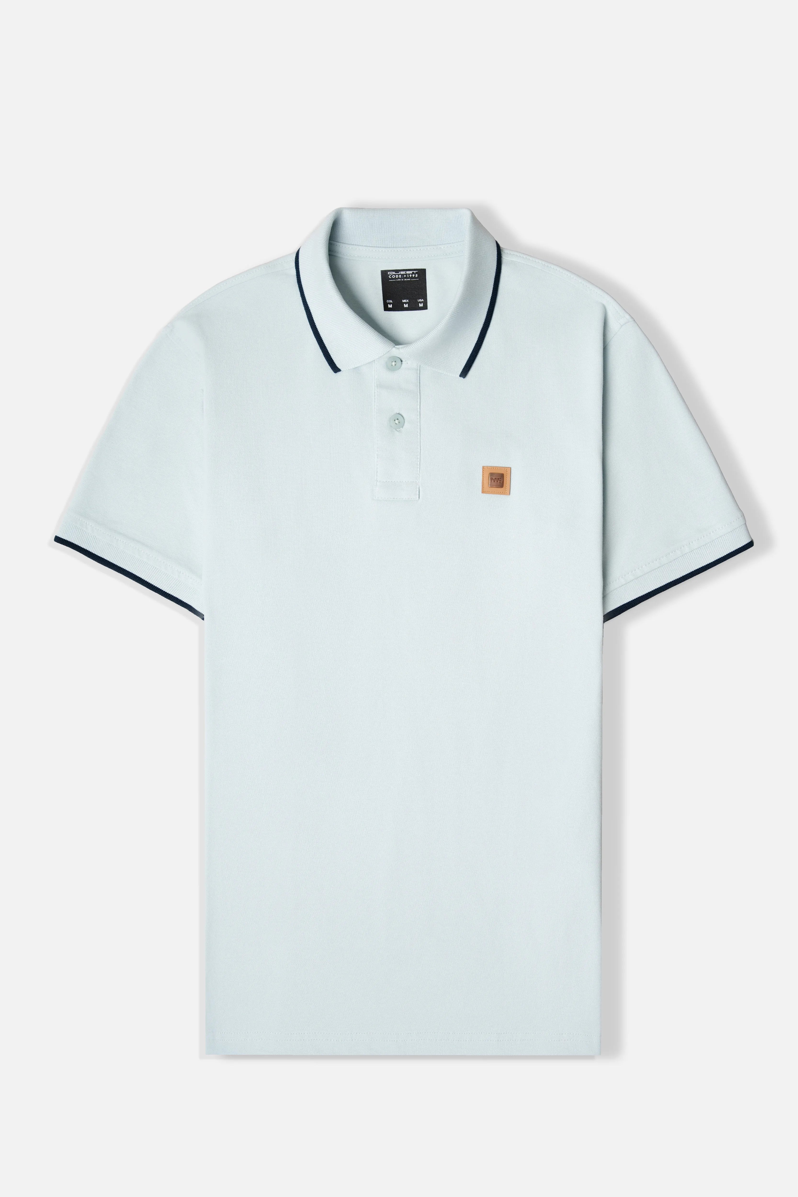 POLO TIPPING COLOR BABY BLUE-AZUL OSCURO