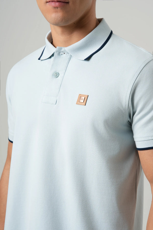 POLO TIPPING COLOR BABY BLUE-AZUL OSCURO