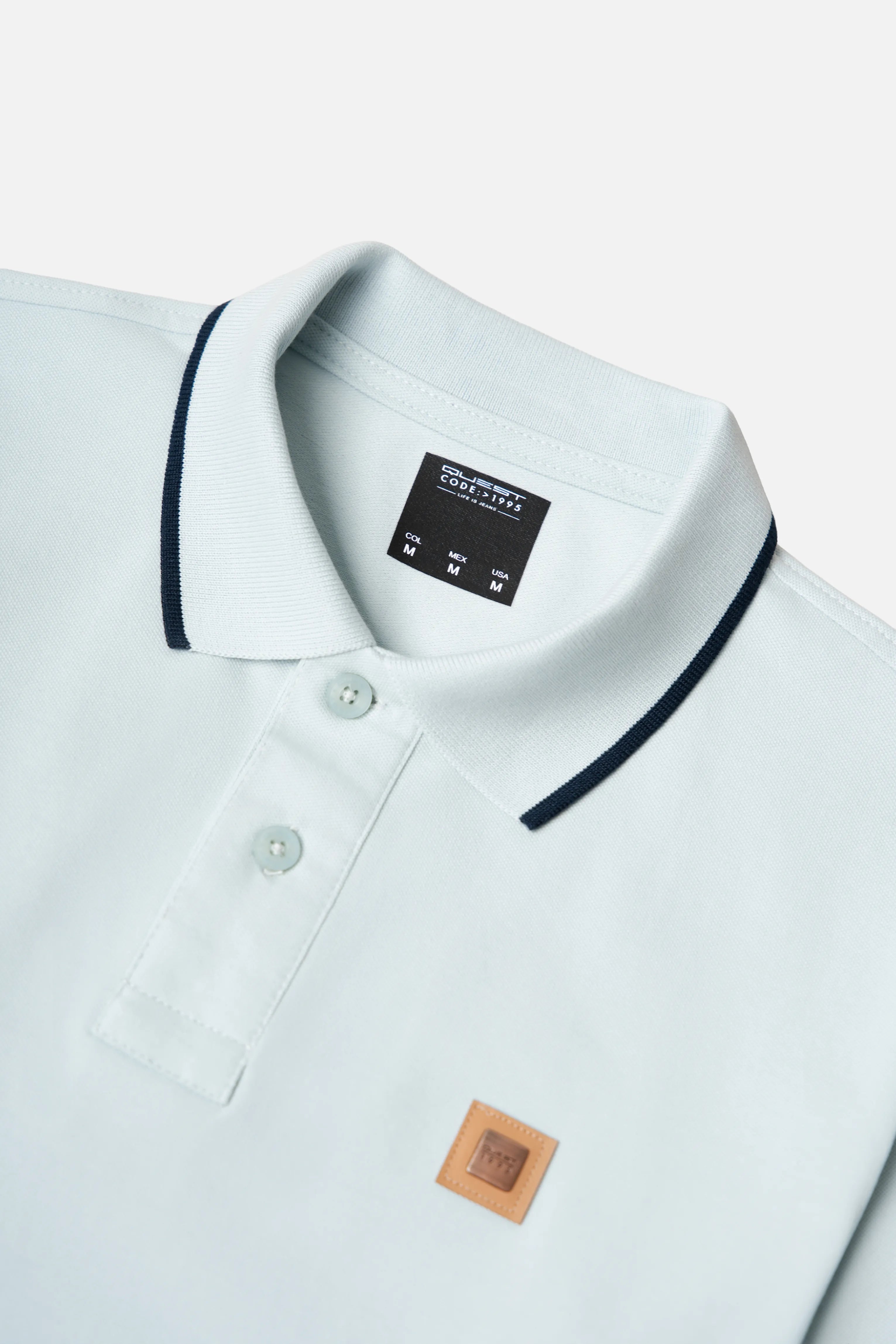 POLO TIPPING COLOR BABY BLUE-AZUL OSCURO
