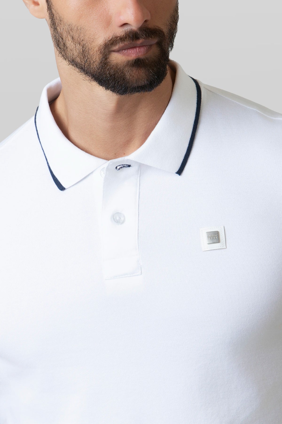 POLO TIPPING COLOR BLANCO-NAVY BLAZER