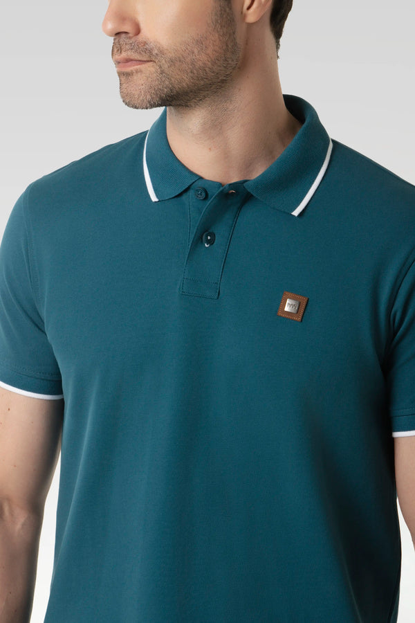 POLO TIPPING COLOR LEGION BLUE - BLANCO