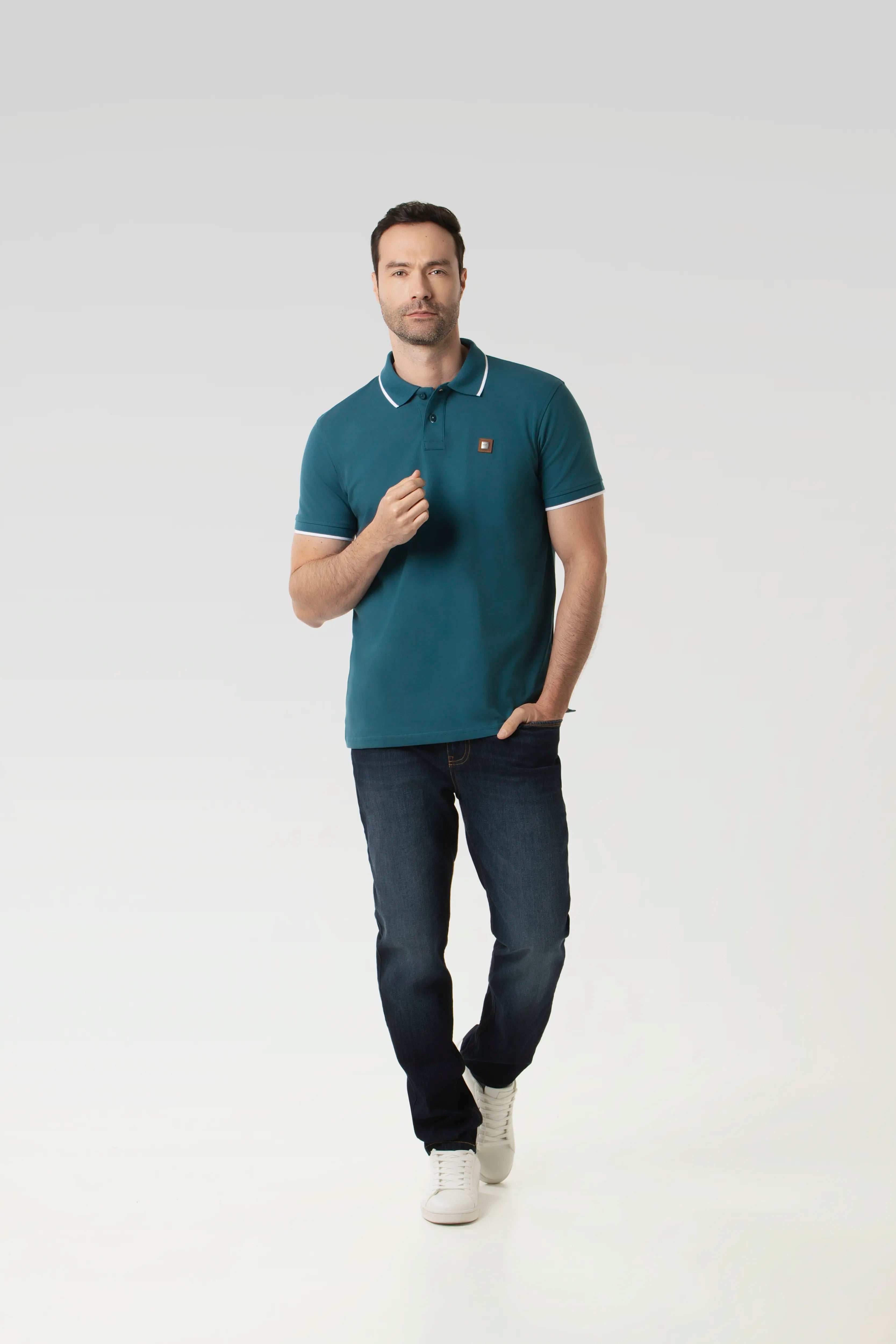 POLO TIPPING COLOR LEGION BLUE - BLANCO