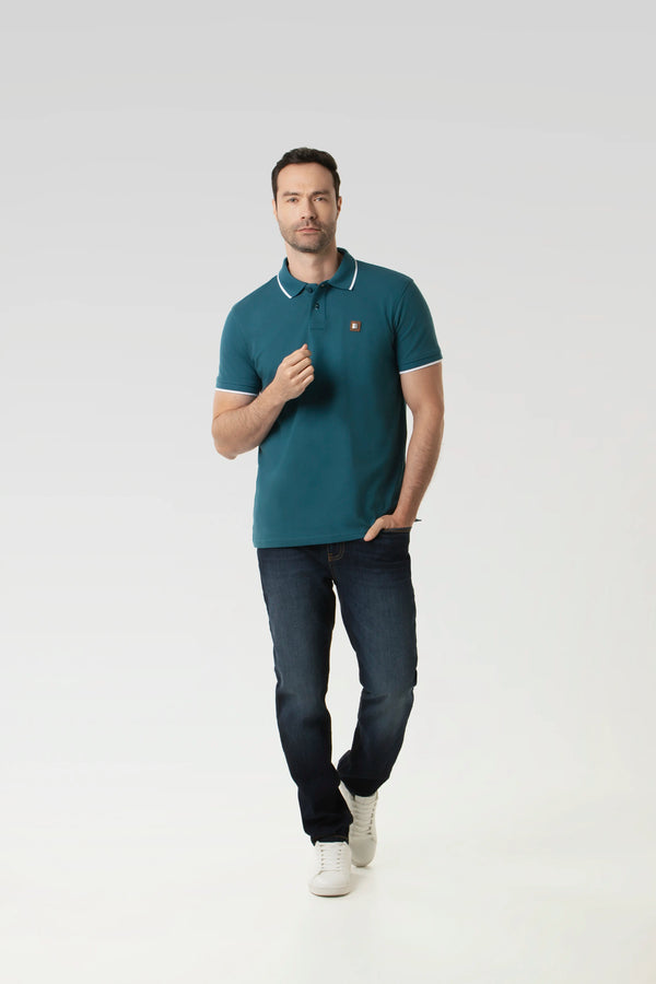 POLO TIPPING COLOR LEGION BLUE - BLANCO