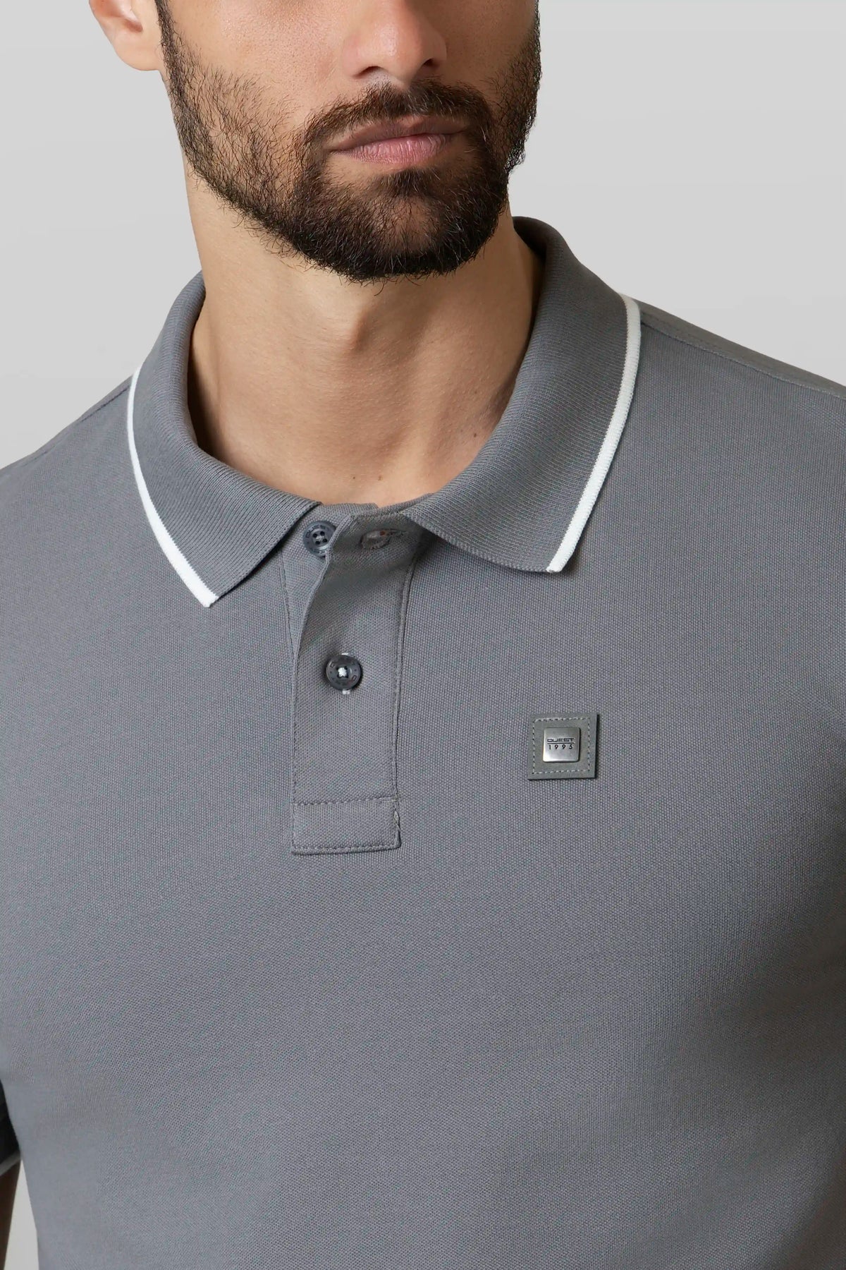 POLO TIPPING COLOR PEWTER- IVORY