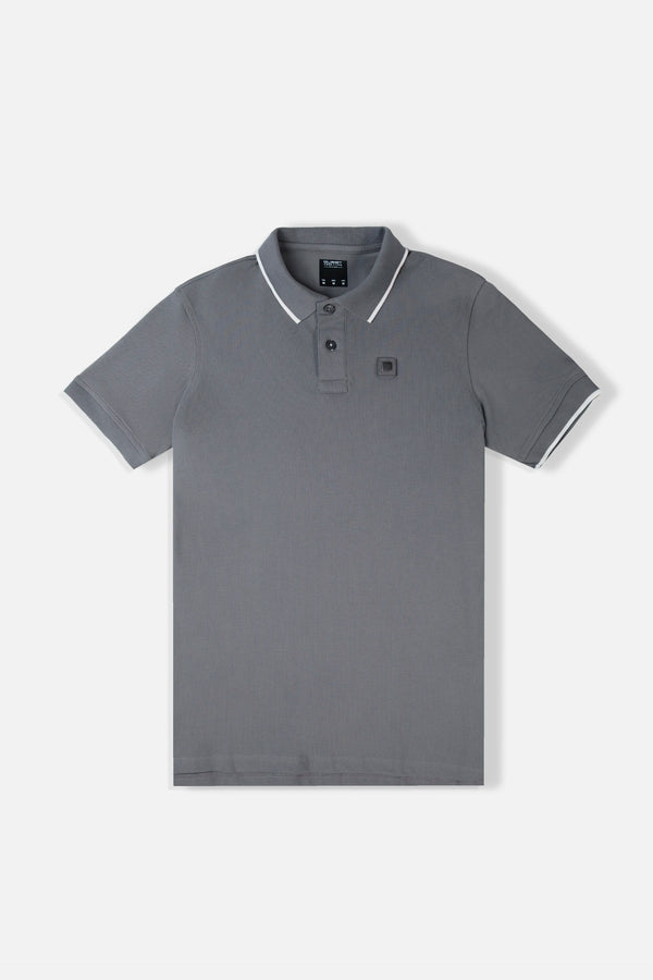 POLO TIPPING COLOR PEWTER- IVORY