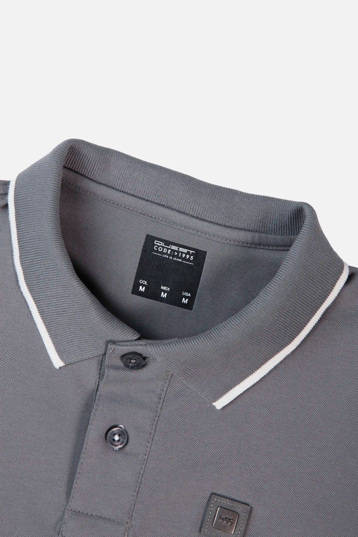 POLO TIPPING COLOR PEWTER- IVORY