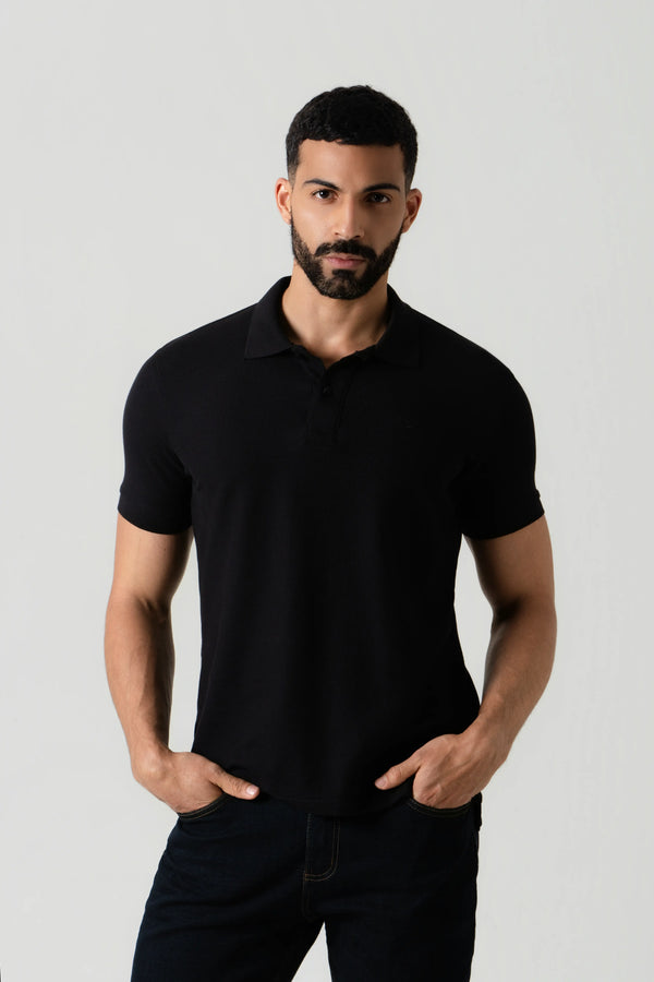 POLO SLIM COLOR NEGRO