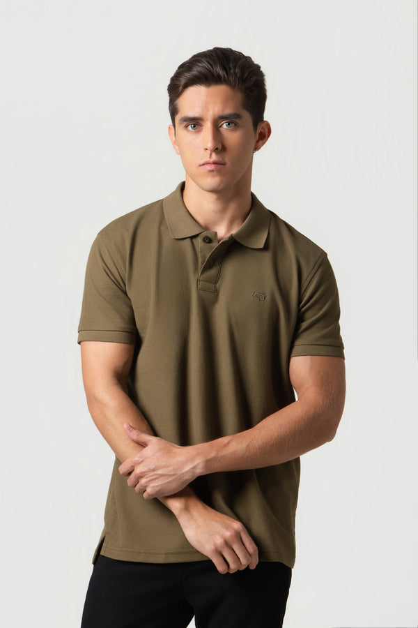 POLO SLIM COLOR DARK OLIVA