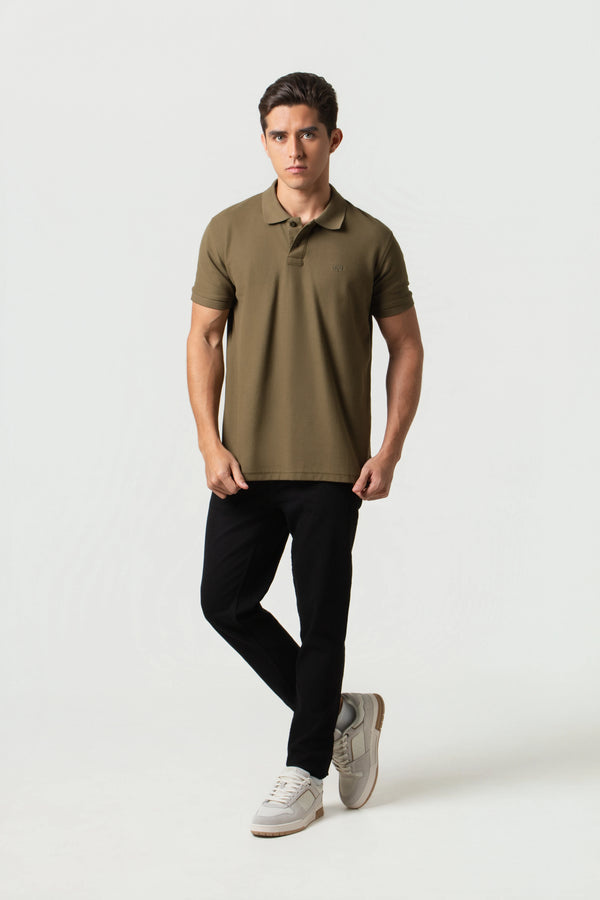 POLO SLIM COLOR DARK OLIVA