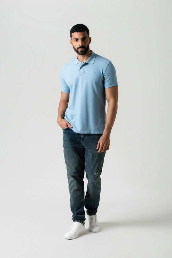 POLO SLIM COLOR AZUL GLACIAR