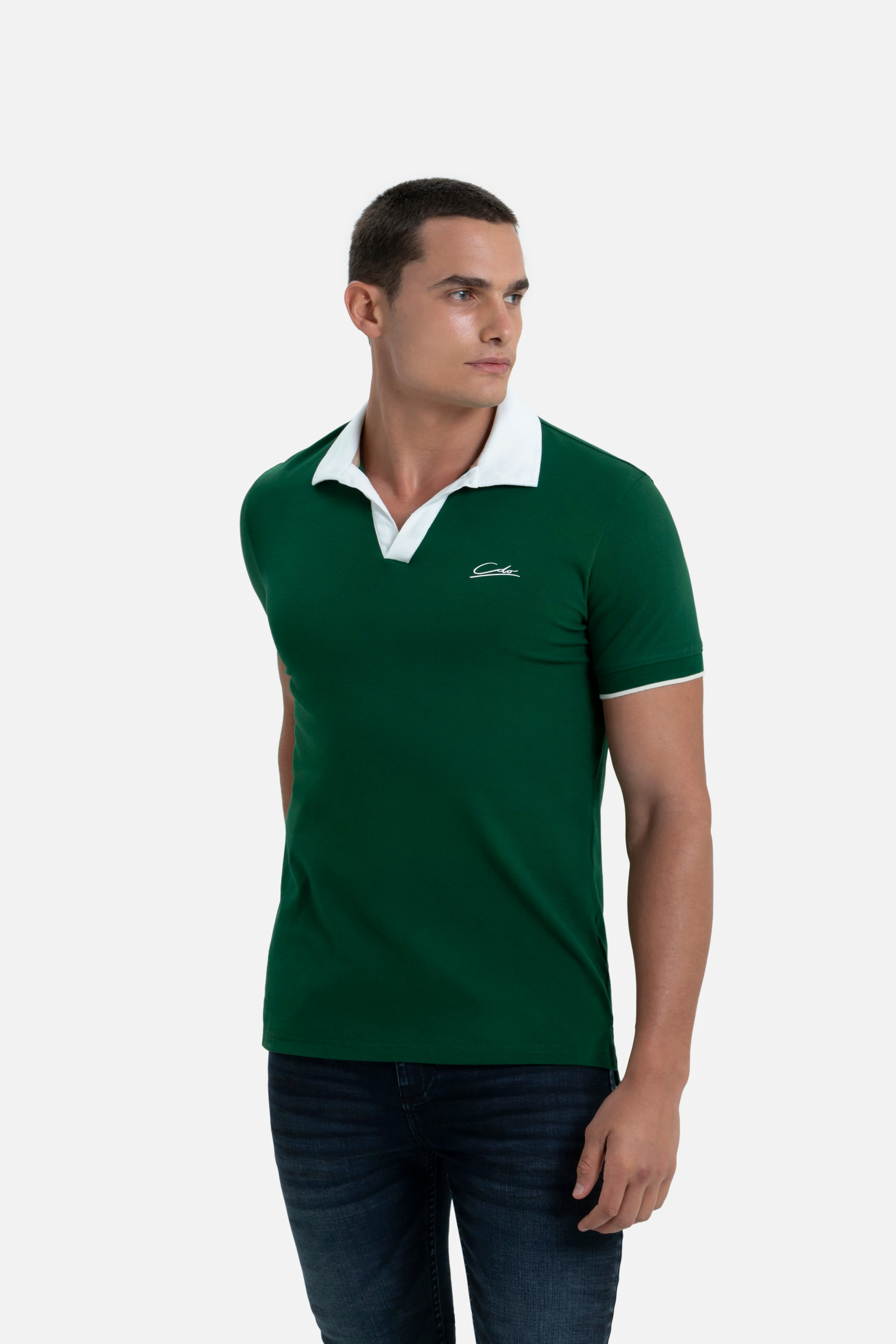 POLO MANGA CORTA COLOR VERDE PRADERA