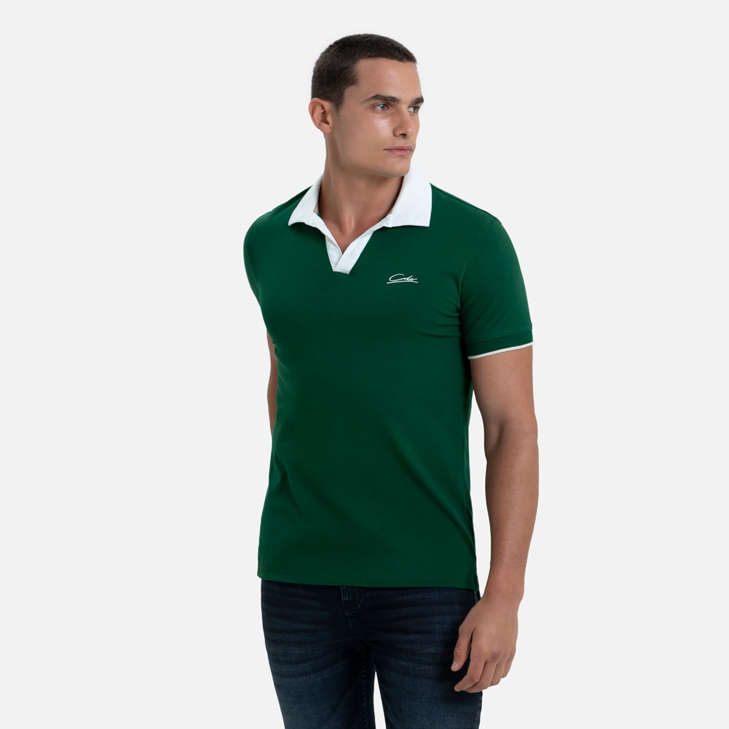 POLO MANGA CORTA COLOR VERDE PRADERA