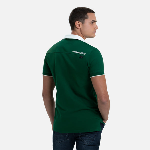 POLO MANGA CORTA COLOR VERDE PRADERA