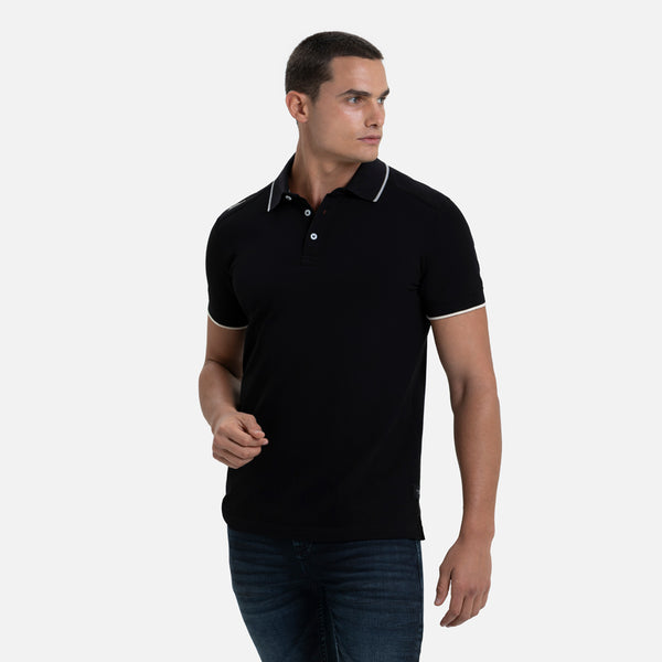 POLO MANGA CORTA COLOR NEGRO