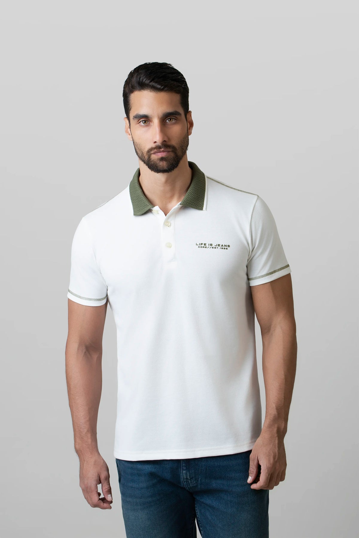 POLO MANGA CORTA COLOR IVORY