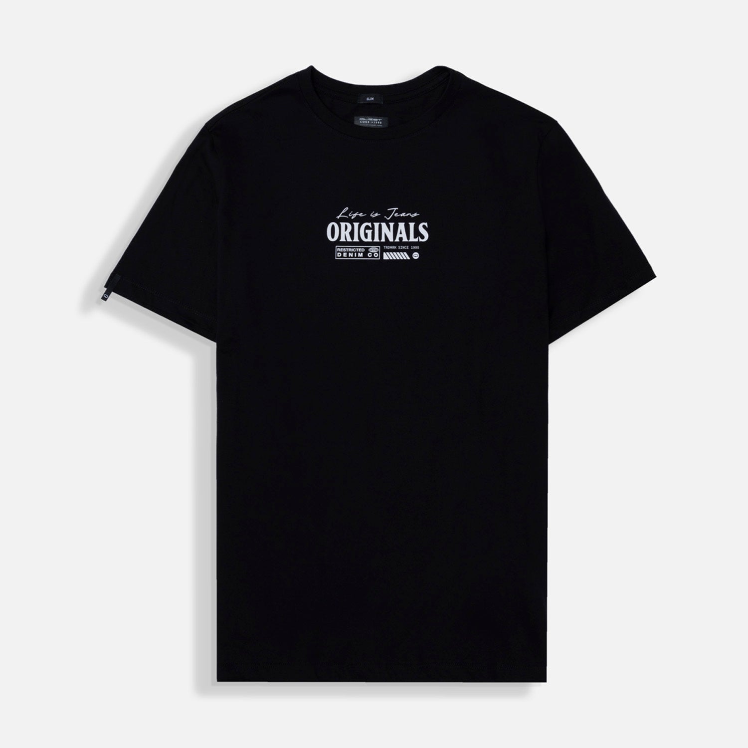 CAMISETA ESPECIAL ESTAMPADO LOCALIZADO COLOR NEGRO
