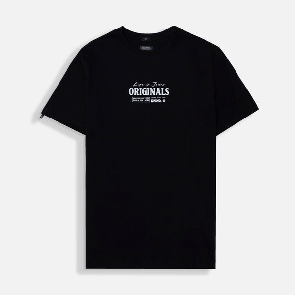 CAMISETA ESPECIAL ESTAMPADO LOCALIZADO COLOR NEGRO