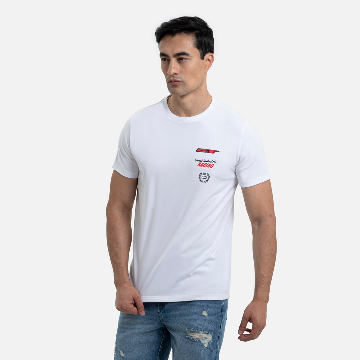 CAMISETA ESPECIAL ESTAMPADO LOCALIZADO COLOR BLANCO BLANCO