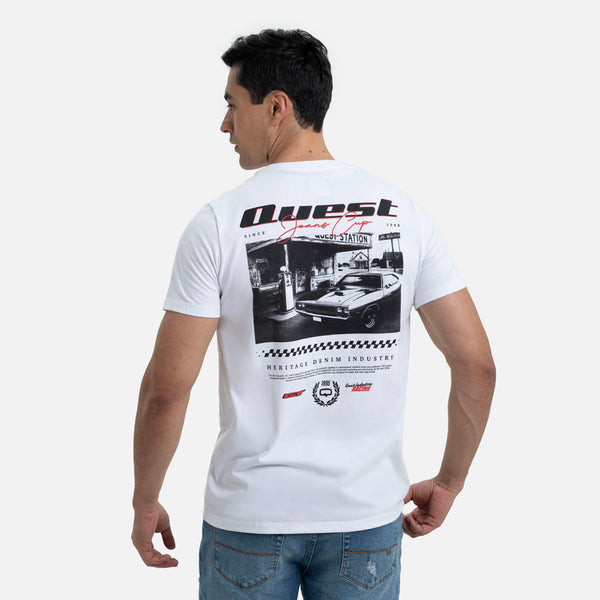 CAMISETA ESPECIAL ESTAMPADO LOCALIZADO COLOR BLANCO BLANCO