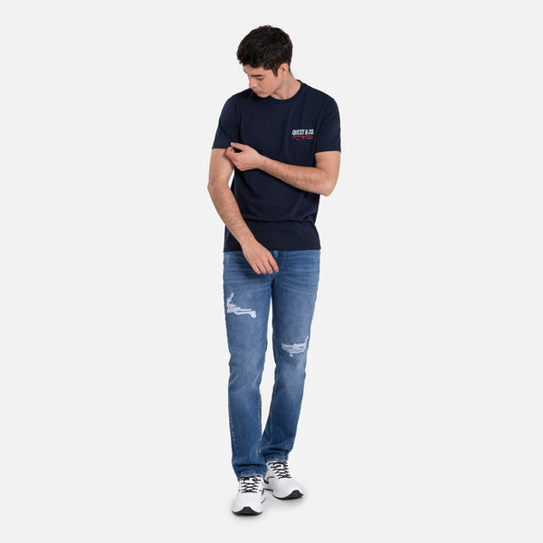 CAMISETA ESPECIAL ESTAMPADO LOCALIZADO COLOR AZUL NOCHE