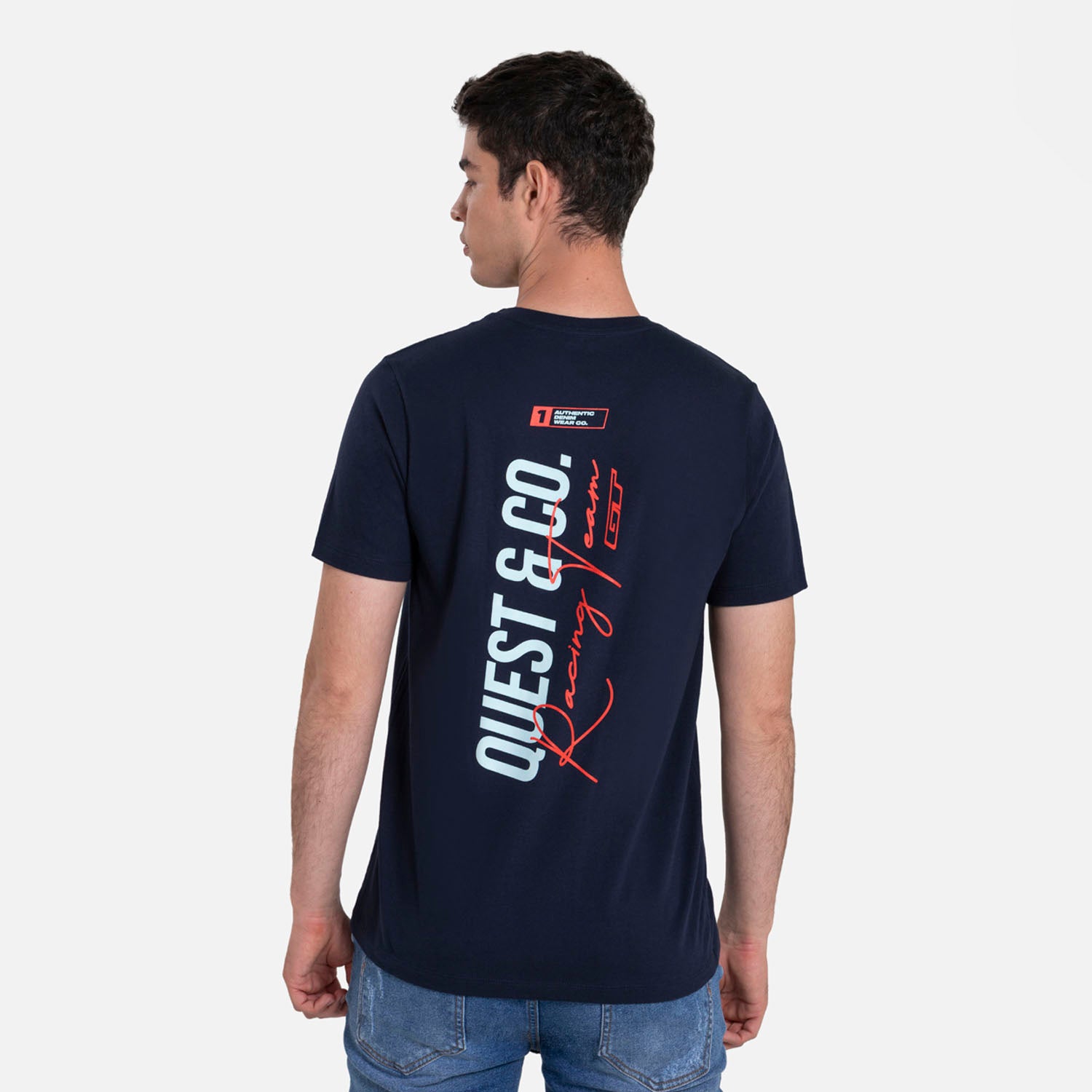 CAMISETA ESPECIAL ESTAMPADO LOCALIZADO COLOR AZUL NOCHE