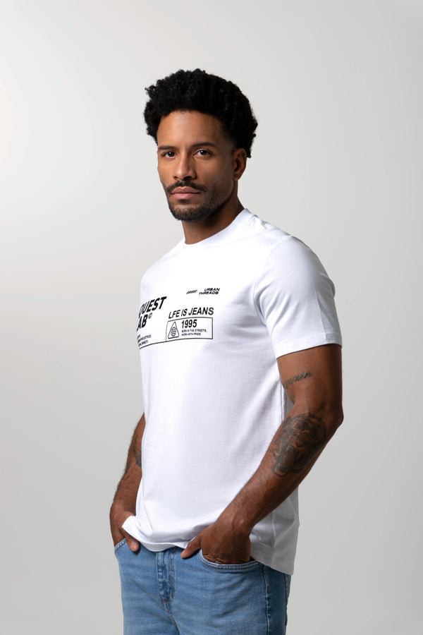 CAMISETA ESPECIAL ESTAMPADO LOCALIZADO COLOR BLANCO OPTICO