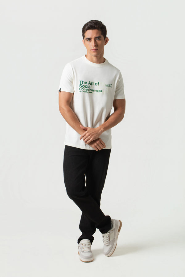 CAMISETA ESPECIAL ESTAMPADO LOCALIZADO COLOR IVORY