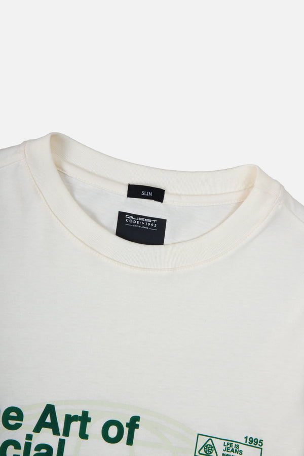 CAMISETA ESPECIAL ESTAMPADO LOCALIZADO COLOR IVORY