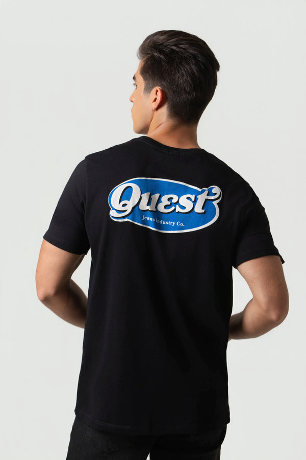 CAMISETA ESPECIAL ESTAMPADO LOCALIZADO COLOR NEGRO