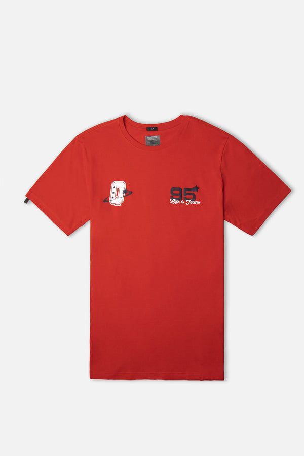 CAMISETA ESPECIAL ESTAMPADO LOCALIZADO COLOR ROJO