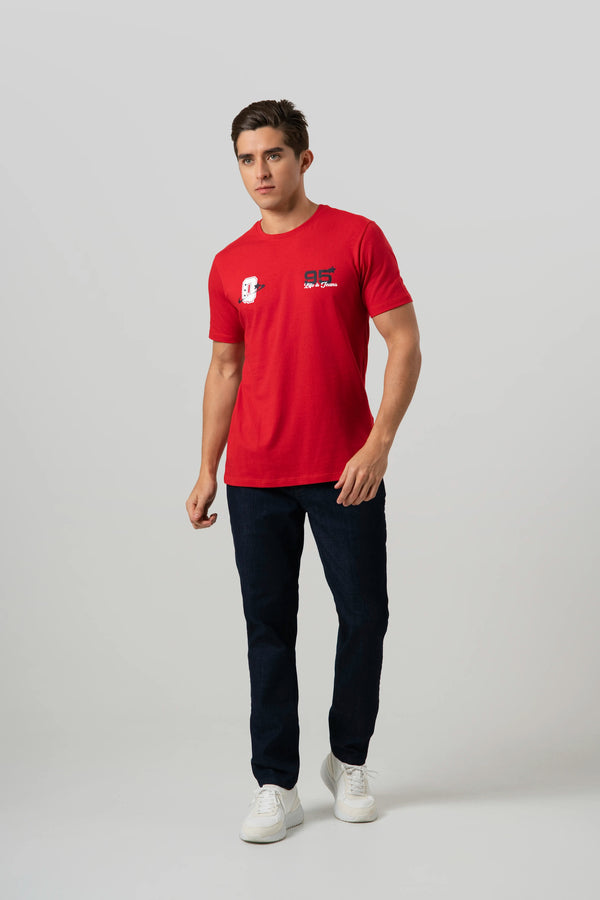 CAMISETA ESPECIAL ESTAMPADO LOCALIZADO COLOR ROJO