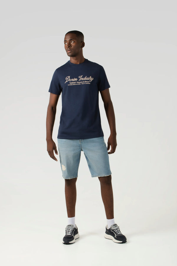 CAMISETA ESPECIAL ESTAMPADO LOCALIZADO COLOR AZUL OSCURO