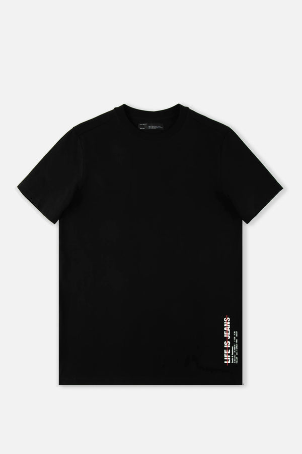 CAMISETA ESPECIAL ESTAMPADO LOCALIZADO COLOR NEGRO