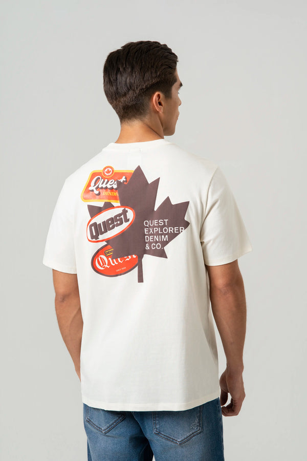 CAMISETA ESPECIAL ESTAMPADO LOCALIZADO COLOR IVORY