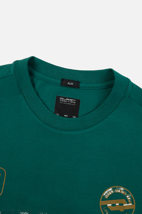 CAMISETA ESPECIAL ESTAMPADO LOCALIZADO COLOR VERDE STORM