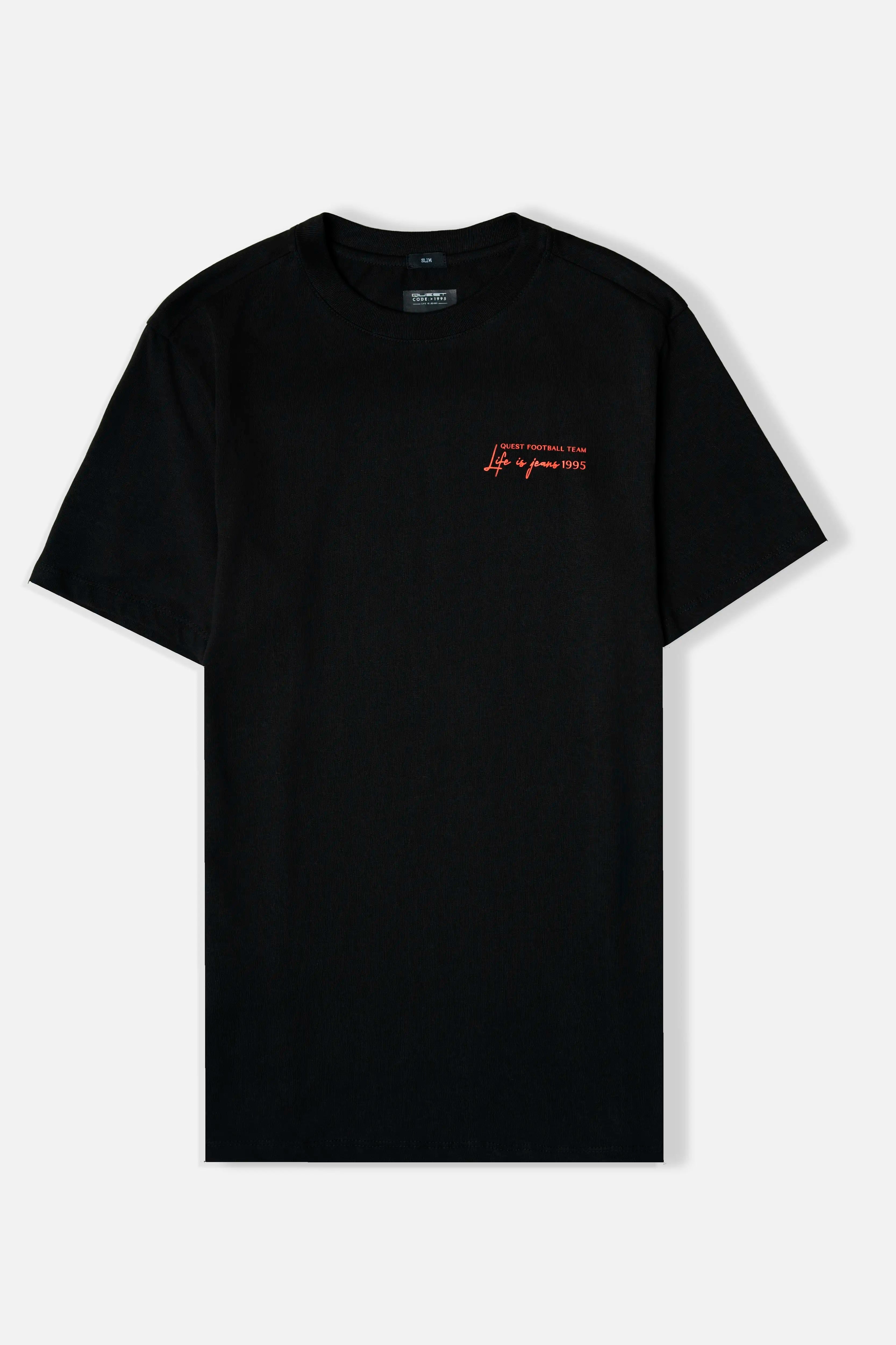 CAMISETA ESPECIAL ESTAMPADO LOCALIZADO COLOR NEGRO